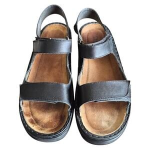 Noat Karenna Woman's Black Leather Slip-On Sandals Size EU 42/ US 11